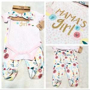🆕Baby 3pc MAMA’S GIRL Onesie Set